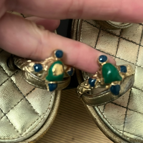 Chanel Gold Sandals Toe Ring Thong 38.5 - Picture 2 of 6